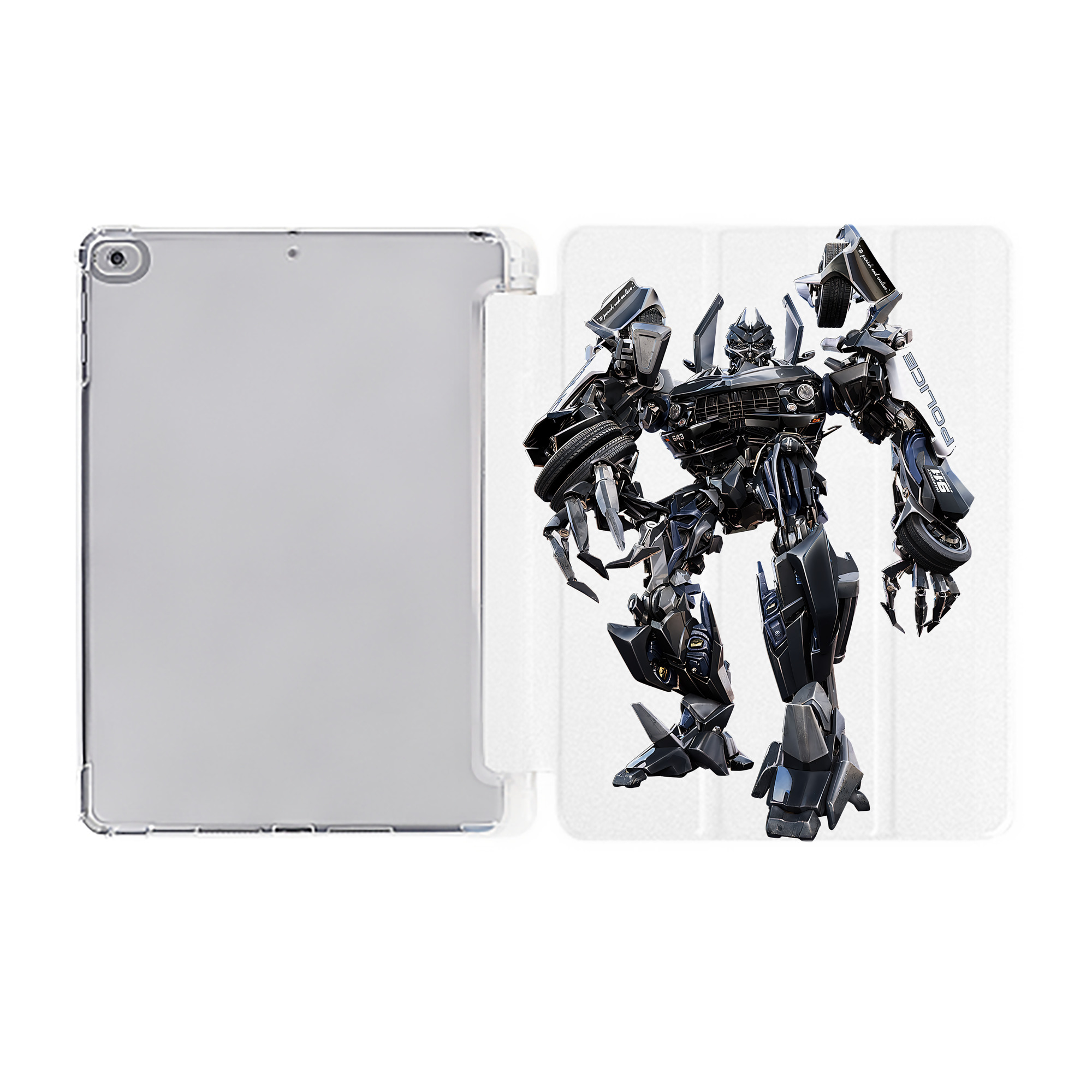 （画像用） Transformers トランスフォーマー IPad ケース ペン収納付き 三つ折りスタンド PUレザー×シリコン 対応機種9.5/10.5/10.9インチ